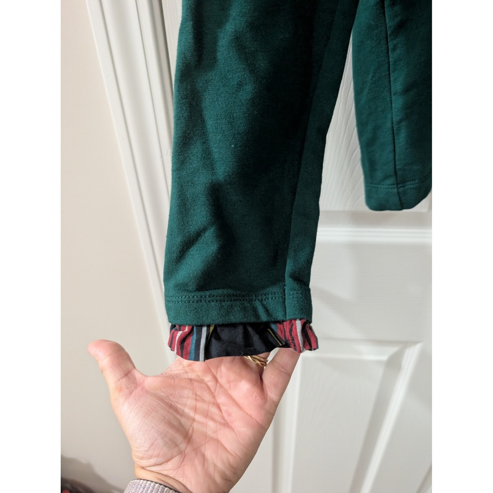 J. Crew, Wmns M Tartan Ruffle-Collar Pullover Blouse, Green, Crew Neck, Holiday - Picture 4 of 6